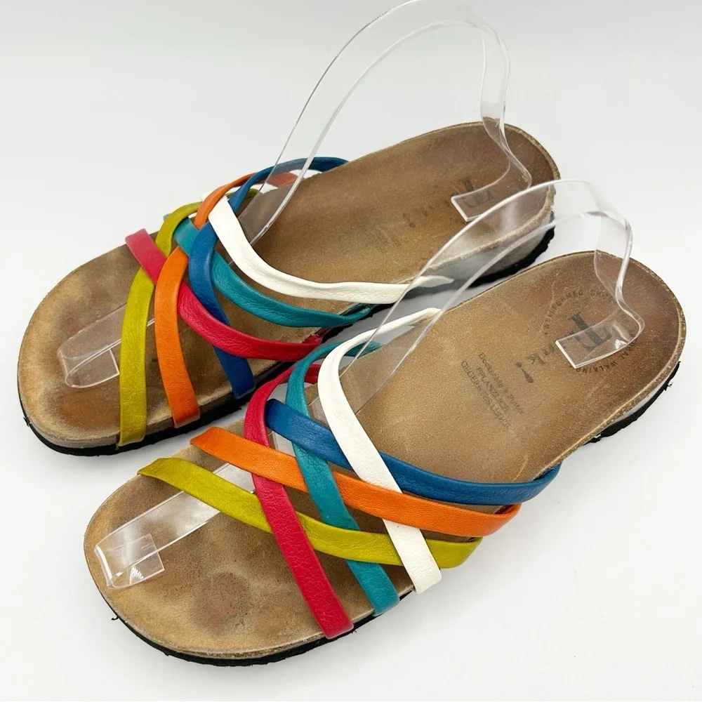 Think! Womens Multicolor Woven Strappy‎ Slide Sandals Shoe Size 40